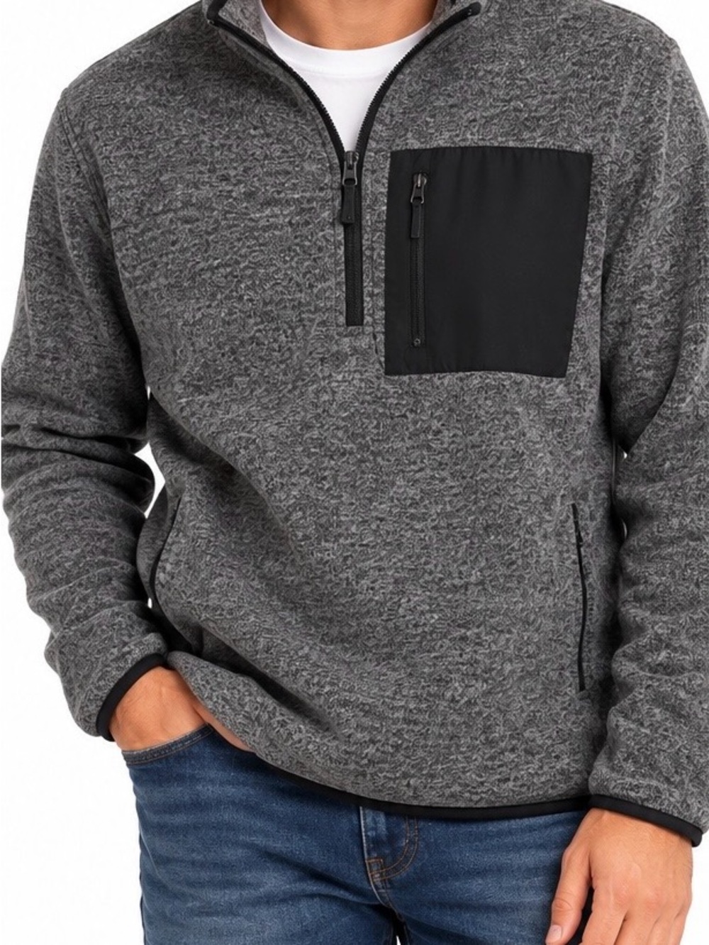 Aeropostale Gray Marled Fleece Quarter Zip Pullover Men’s Large